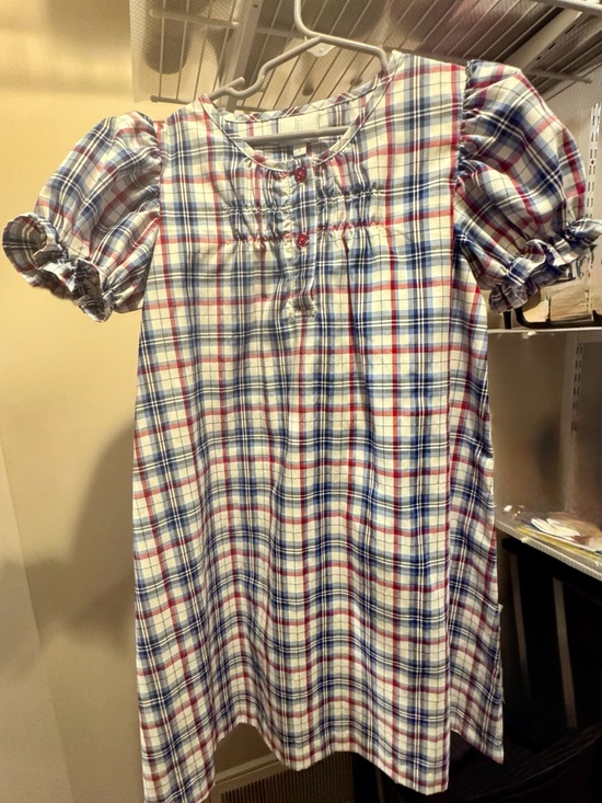 Little English Other - Girls Plaid Puff-Sleeve Dress- Blue & Red. Little English brand